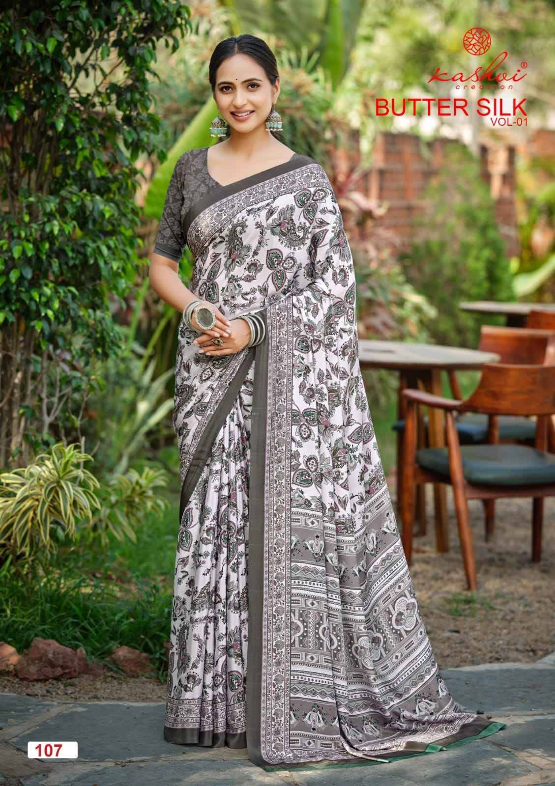 BUTTER SILK By KASHVI 101 to 108 Series Indian Traditional Wear Collection Beautiful Stylish Fancy Colorful Party Wear & Occasional Wear SILK CRAPE DIGITAL PRINT Sarees At Wholesale Price